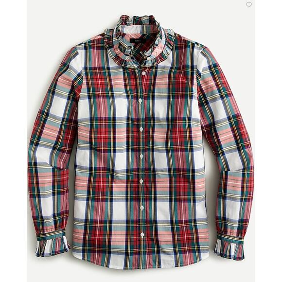 J. Crew Ruffleneck Classic-fit Boy Shirt in Snowy Stewart Tartan Size XS - Picture 1 of 8